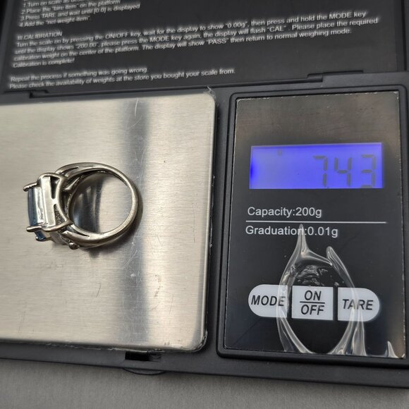 Sterling Silver Blue Sapphire Cathedral Ring Size 6 Scrolled Heart 7.43g Signed - Picture 13 of 13